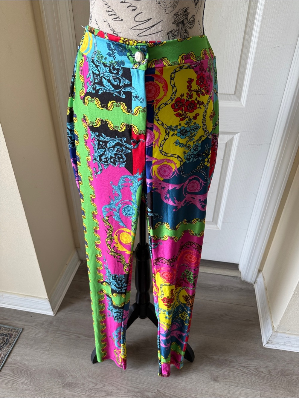 Fashion Nova Multicolor Baroque Print Wide Leg Pants